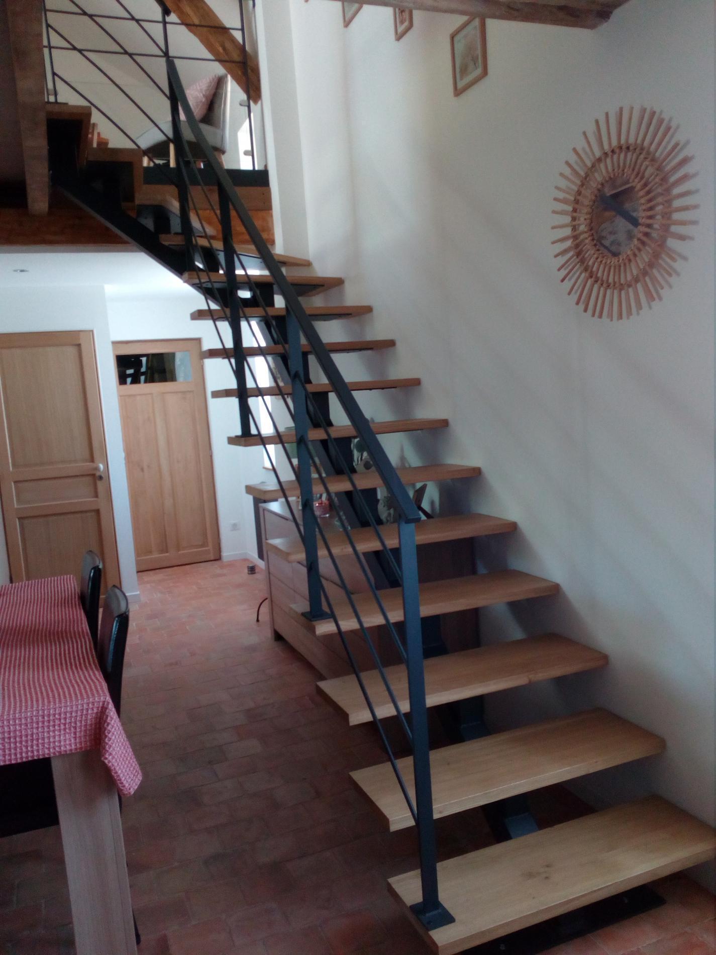 escalier intérieur acier bois